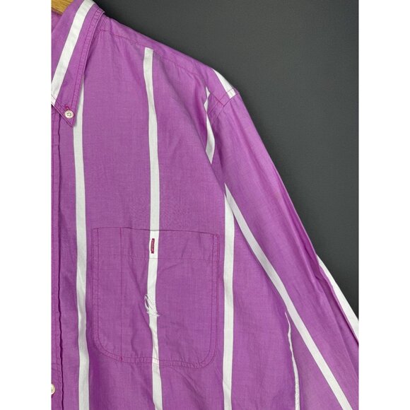 Vintage 90s Nautica Sailing Gear Long Sleeve Button Up Shirt Pink Stripes - Picture 11 of 16
